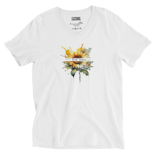 Sunflower Mom Short Sleeve V-Neck T-Shirt