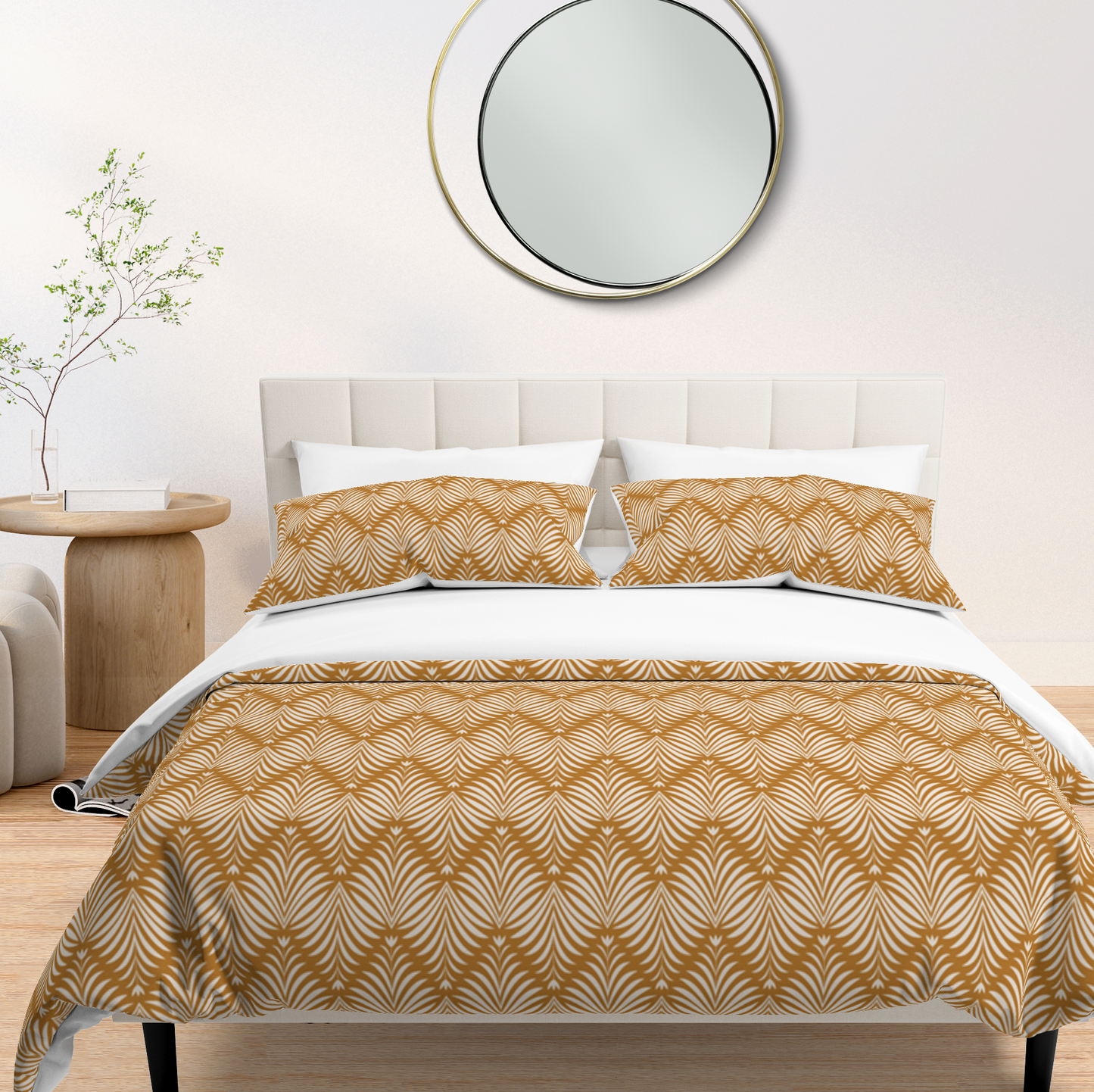 Terracotta Cleo Botanical Chevron© Duvet Cover Set