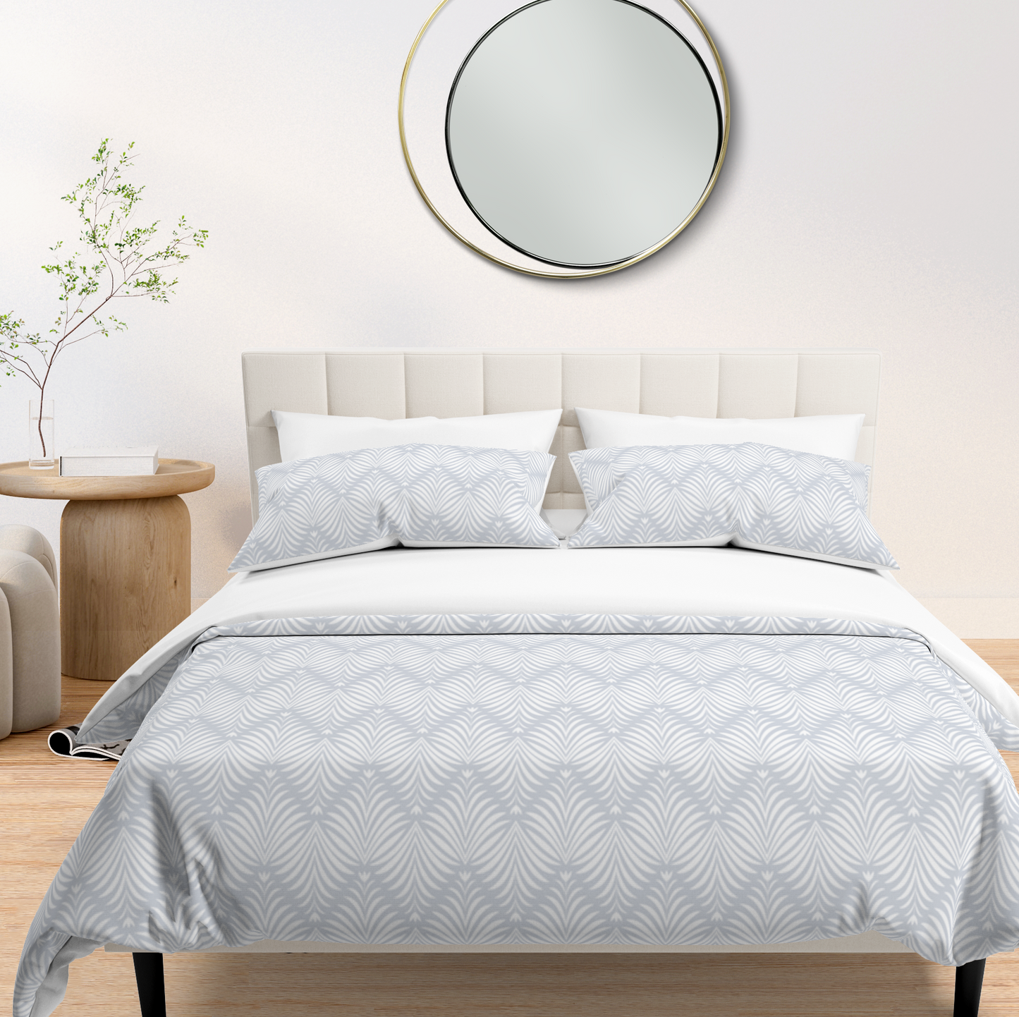 Cleo Botanical Chevron© Duvet Cover Set- Gray