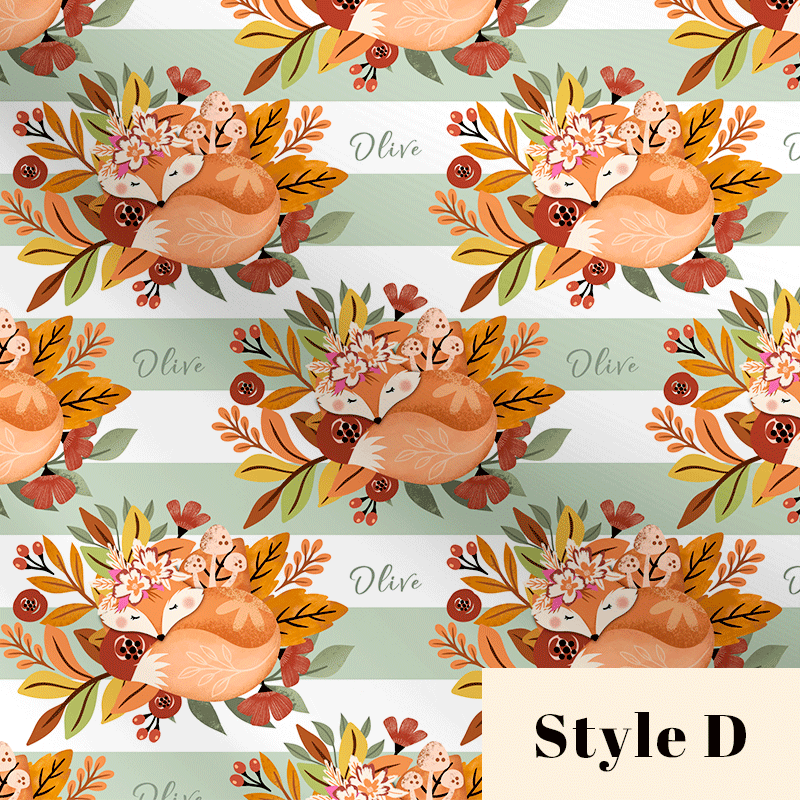 Fall Fox Girl // Custom // Stripes // Cotton Fabric