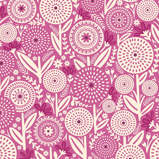 Peony Geometric Floral Fabric- Large