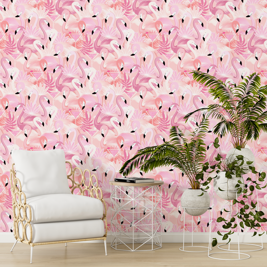 Flamingo-Tini Peel and Stick Wallpaper Pink
