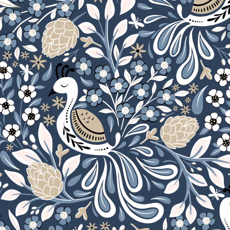Peacock Bird in Blue Duvet Cover Set