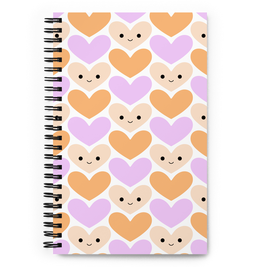 Cute Heart Spiral Notebook Purple Orange