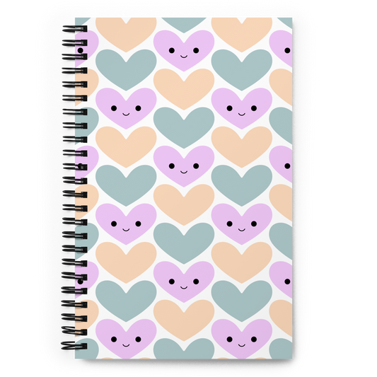 Cute Heart Spiral Notebook Mint Purple