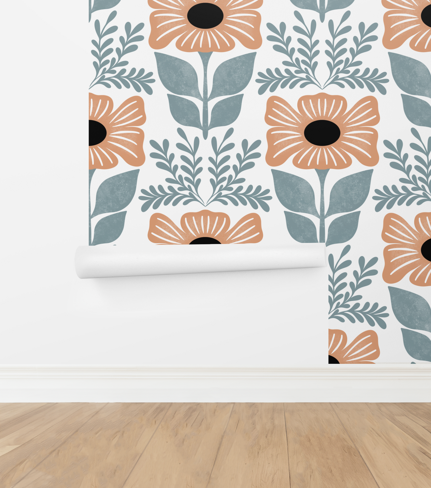 Floral Block Print Large Wallpaper