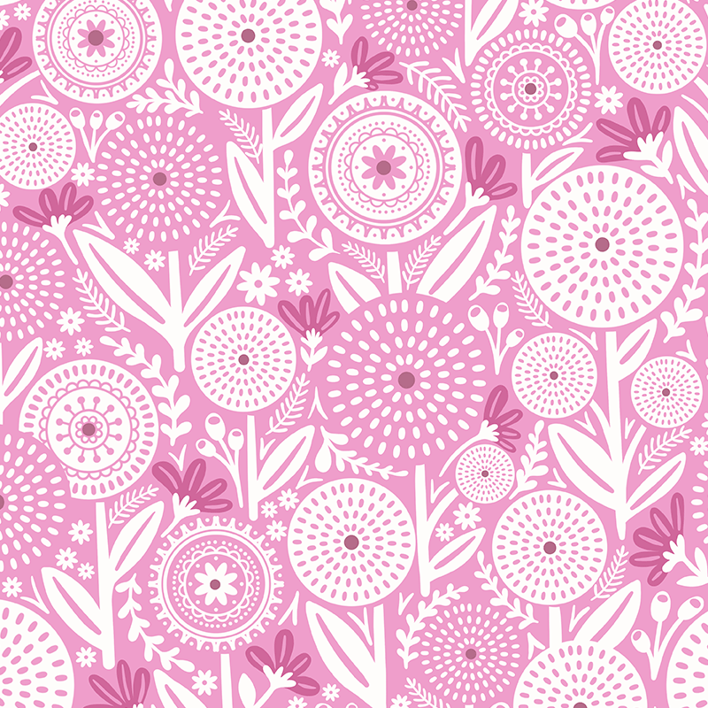 Light Pink Geometric Floral Fabric- Large