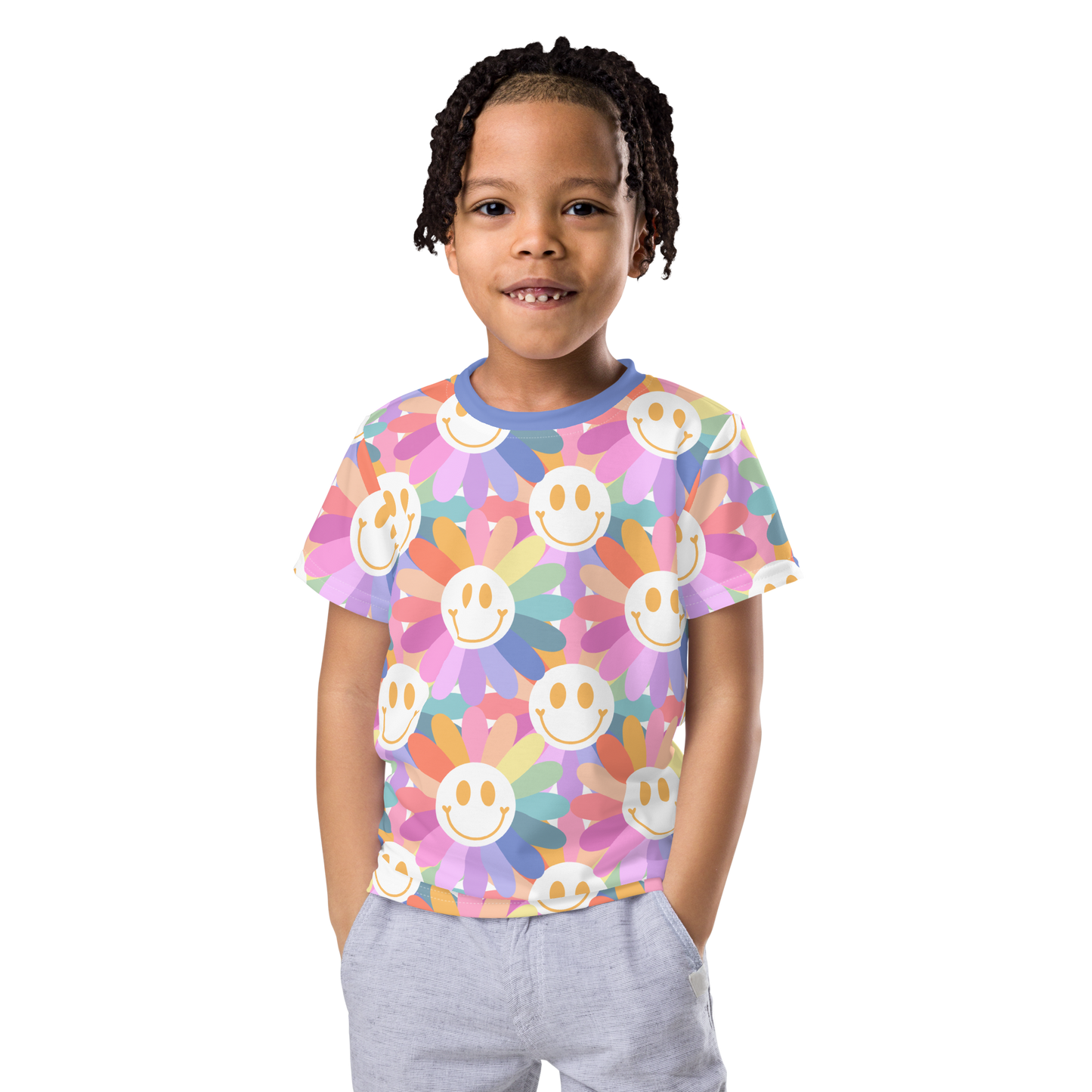 Rainbow Kids T-shirt/Blue Neck