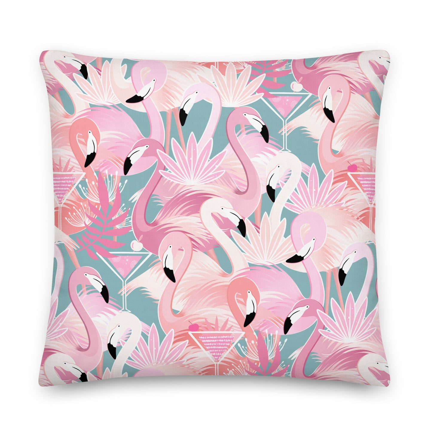Flamingo-Tini Turquoise Pillow