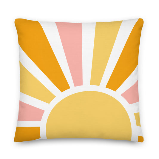 Sunshine Retro Pillow, Yellow, Orange, Coral