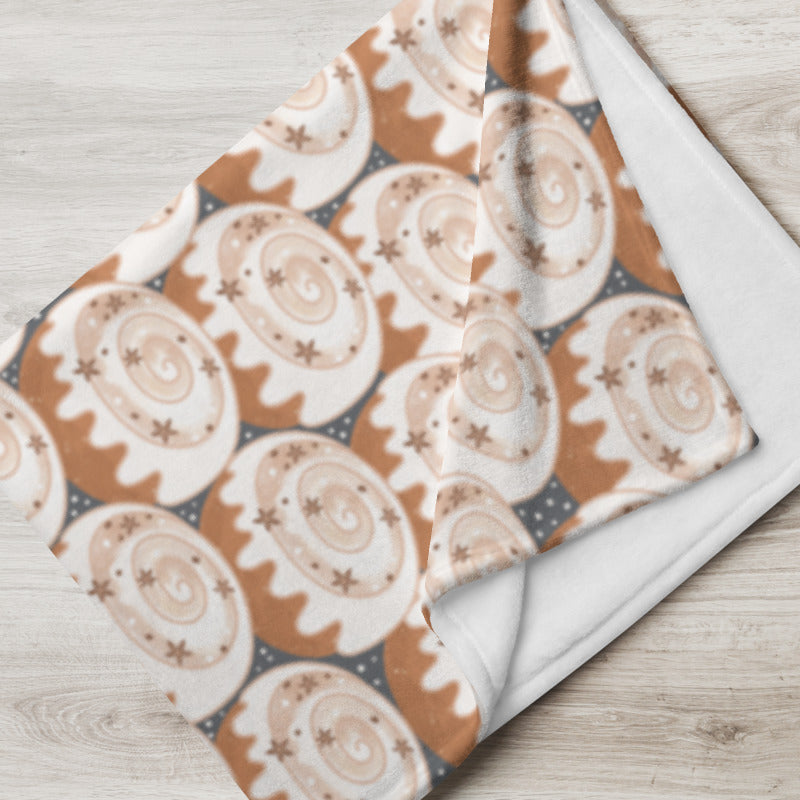 Dessert Throw Blanket, Warm Cocoa Cinnamon Rolls, Soft Snuggly Comfort - Gray