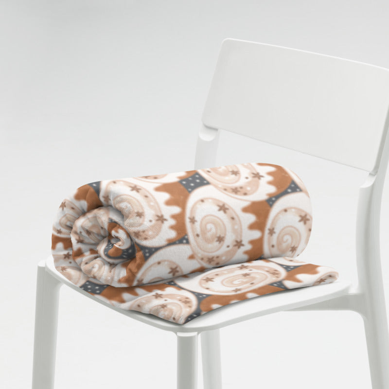 Dessert Throw Blanket, Warm Cocoa Cinnamon Rolls, Soft Snuggly Comfort - Gray