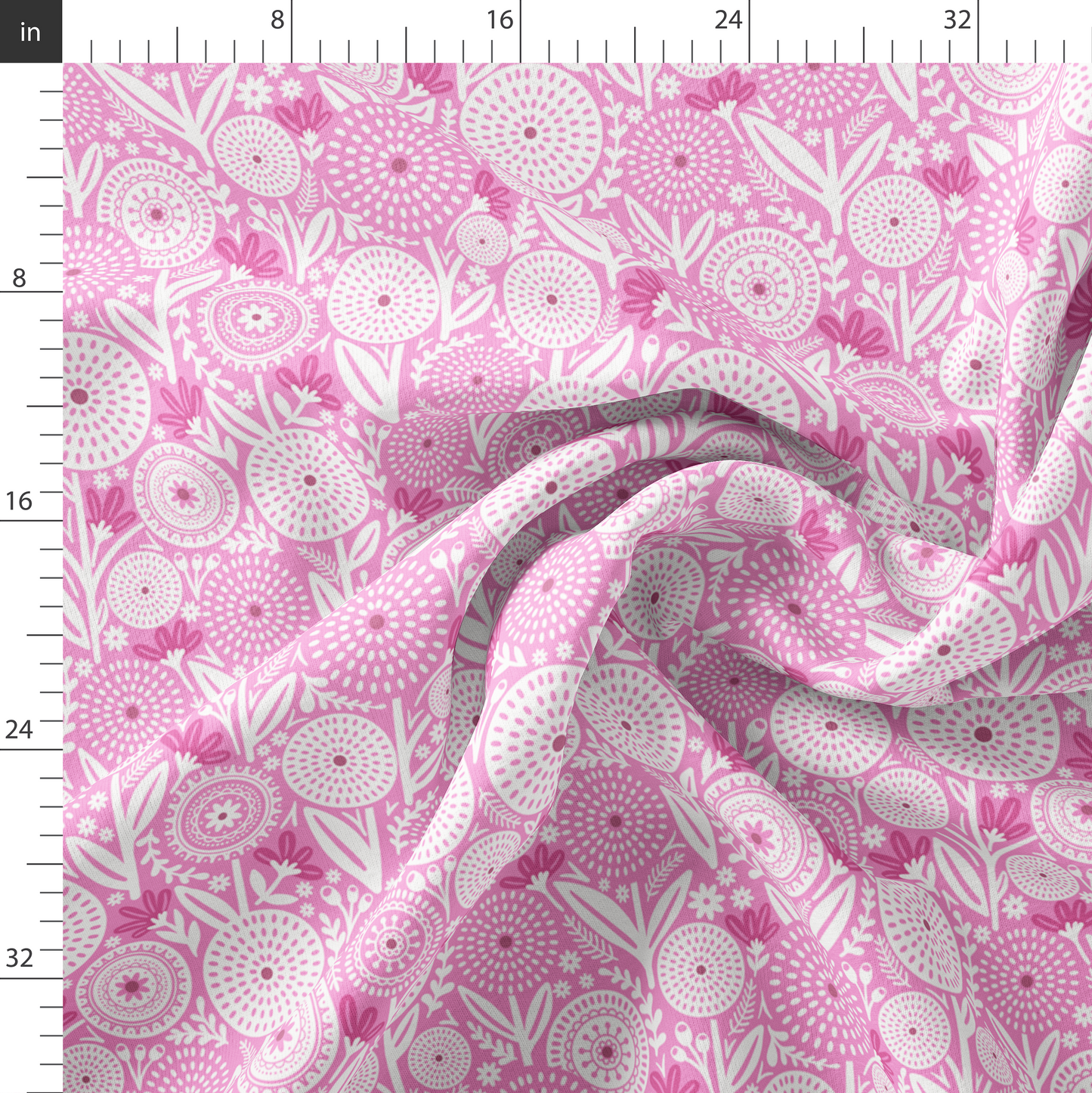 Light Pink Geometric Floral Fabric- Large