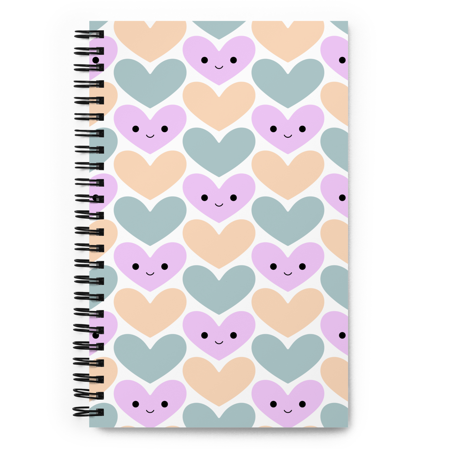 Cute Heart Spiral Notebook Mint Purple