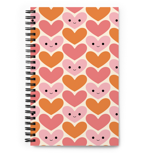 Cute Heart Spiral Notebook Orange Coral