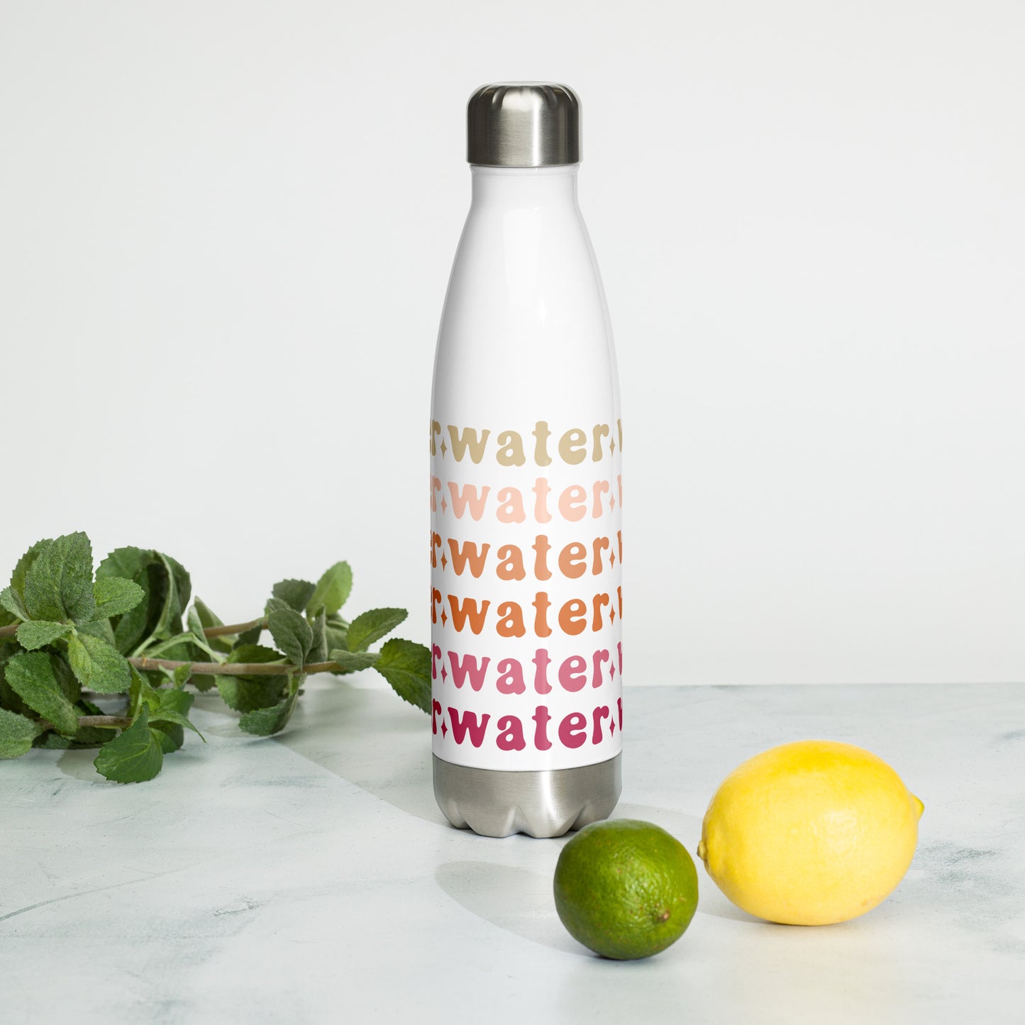 Retro Water Art, Stainless Steel Water Bottle